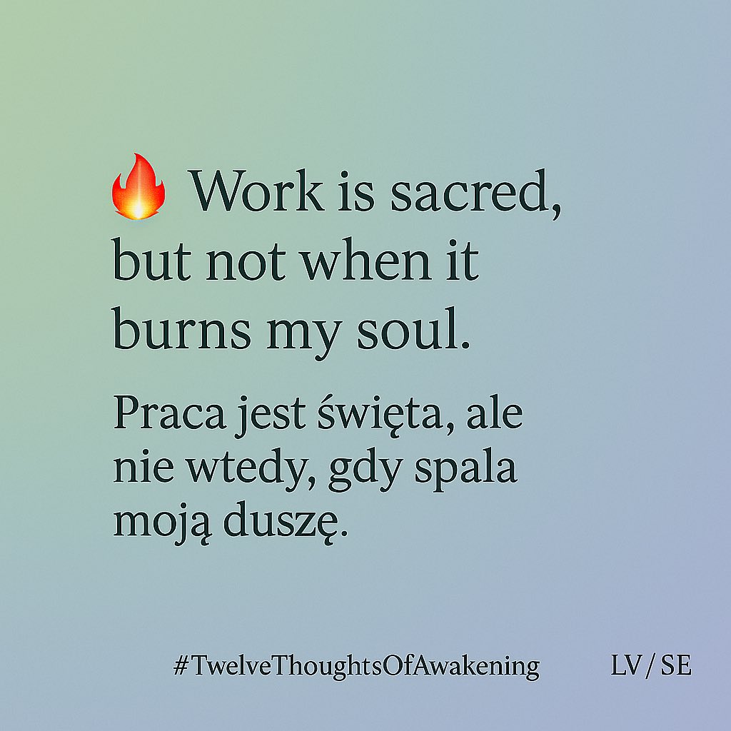 frejaaligheri's tweet photo. 🔥 First Floor of Awakening: Acceptance
Work is sacred, but not when it burns my soul.
#TwelveThoughtsOfAwakening #FirstFloor #Acceptance https://t.co/xrlfAs1d6L