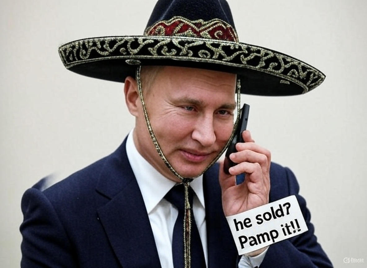 Putin has a sombrero and and his on the phone... Must be only one thing he is saying... 👀📞...
Pamp it!
