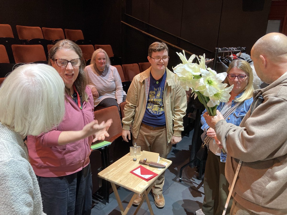 Great to work with <a href="/extantltd/">Extant</a> on their Enhance initiative, which makes theatres more accessible for visually impaired people. This picture shows a group of blind and partially sighted people on a Touch Tour before Romeo and Juliet at the Everyman theatre in Liverpool