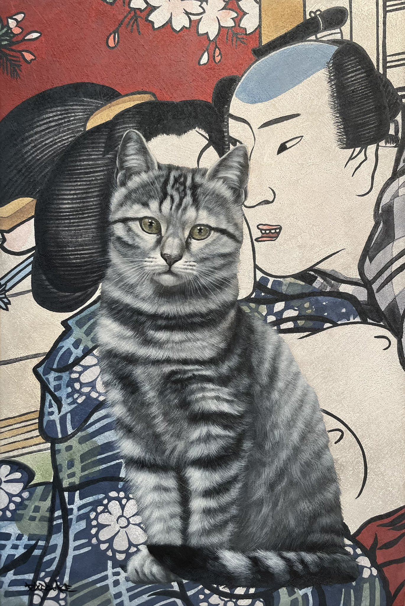 猫　絵画 365cat.art 浮世絵シリーズ2025も始めます。 まずは、東洲斎写楽