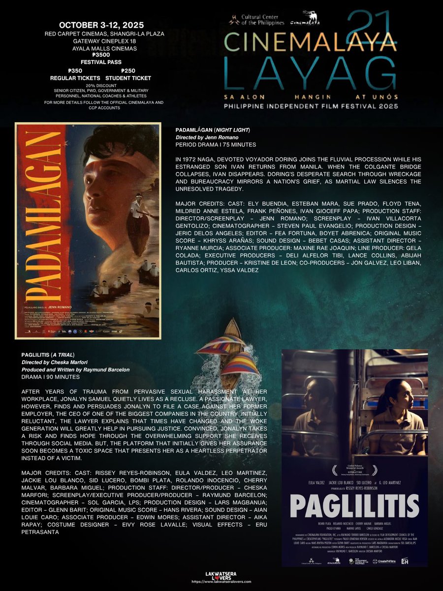 HelloLakwatsera's tweet photo. #CCPCinemalaya2025
#CCPCinemalayaBenteUno
#LayagSaAlonHanginAtUnos
#CinemalayaXXI
#Cinemalaya 
#Cinemalaya2025
#Padamlagan
#Paglilitis https://t.co/nw9BfGZqoi