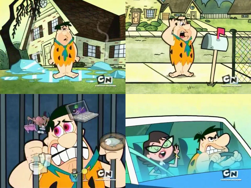 BlackRhinoRange's tweet image. I can only see this working as a one-episode thing, like if was all from Fred's nightmare.

Besides, we already had an entire movie of Flintstones in the future, or a crossover when Fred was thawed out and experiencing a modern era. #TheFlintstones #BillyandMandy #TheJetsons