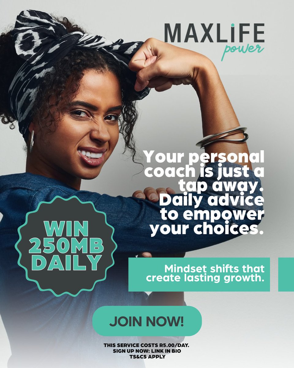 MaxLife_Power's tweet photo. Your personal coach is closer than you think—just a tap away.  

Sign Up Now for only R5 a day: 
https://t.co/ZTf6Av3yD5
or via the LINK IN BIO.

#MaxLifePower #100DaysToABetterYou #GrowEveryDay https://t.co/uCbSSzjwuk