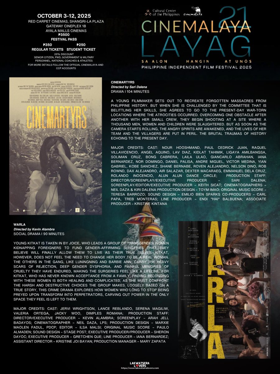HelloLakwatsera's tweet photo. #CCPCinemalaya2025
#CCPCinemalayaBenteUno
#LayagSaAlonHanginAtUnos
#CinemalayaXXI
#Cinemalaya 
#Cinemalaya2025
#Cinemartyrs #Warla https://t.co/427WrVO2Dn