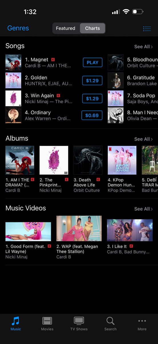 YouAddedMe's tweet photo. @themarxistbarb @chartdata @iamcardib Exactly. Now it’s 1:30 AM. Cardi still holding it https://t.co/j1d0HHKdPK