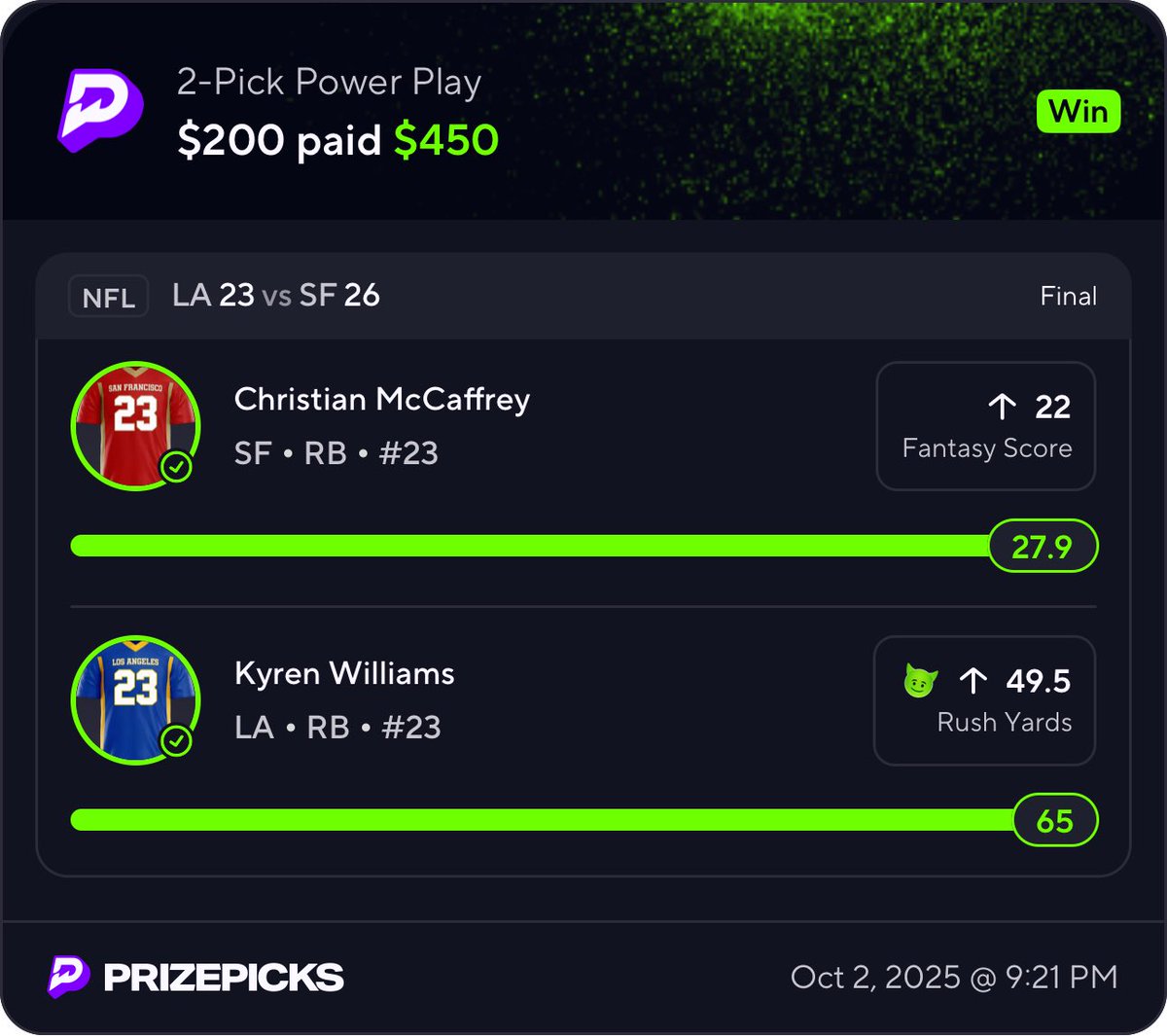 🚨 CASH THE NFL POTD! 🔥 I KNOW YOU ALL TAILED! 👨‍🍳 Giving away another $25 to one lucky person who likes and retweets this tweet! Must like and retweet to enter, best of luck! 🤞

#NFL #PrizePicks #Betting