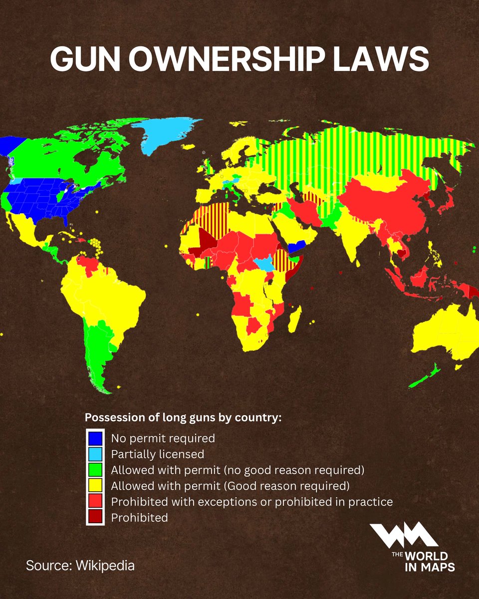 Gun ownership laws vary widely across the globe.