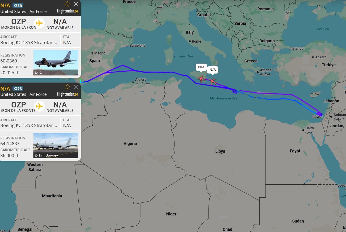 SirListenalot's tweet photo. #KC135 #AE042E #BLUE11 (round trip Morón) picked up (six) "ID"/"KC" #A10's out of Jordan for Rota. KC135 #AE04CA #BLUE12(?) out of Morón took over west of Crete https://t.co/5PLW1UEXBu