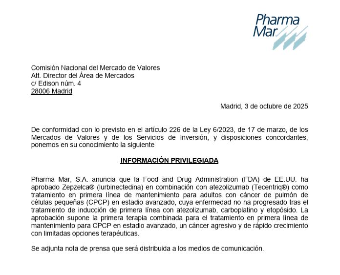 pistoto2017's tweet photo. #pharmamar @PhrmMar $PHM.MC #sclc #cpcp #cancerpulmon #lungcancer #lurbinectedin #lurbinectedina #zepzelca https://t.co/mxADJYI0X1