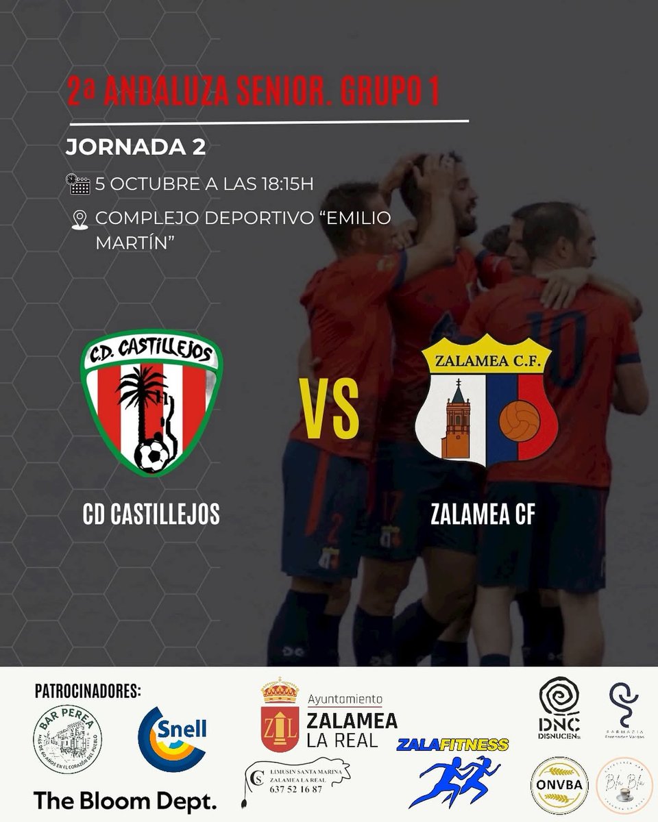 📍 Segunda jornada de liga y esta vez nos toca visitar el campo del @cdcastillejos Un nuevo reto fuera de casa donde iremos a dejarlo todo por nuestros colores. 🔴🔵 #nuevoblabla #thebloomdepartment #onvba
#snellcuencaminera <a href="/DeZalamealaReal/">Ayuntamiento de Zalamea la Real</a> #zalafitness #farmaciafernandezvargas