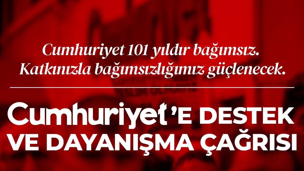 📢 Cumhuriyet'e destek ve dayanışma çağrısı

Cumhuriyet, 101 yıldır halkın haber alma hakkını savunan, özgür ve bağımsız bir gazete. Bugün de aynı kararlılıkla görevimizi sürdürüyoruz. Ancak gazetemiz baskılar ve ekonomik abluka ile karşı karşıyadır. Katkılarınız bağımsız, ilkeli