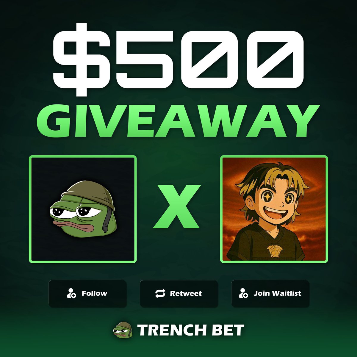 $500 $SOL giveaway

RT this tweet
follow me &amp; <a href="/trenchbet/">TRENCH BET</a>
sign up: trenchbet.com/r/lucas

ends in 48 hours