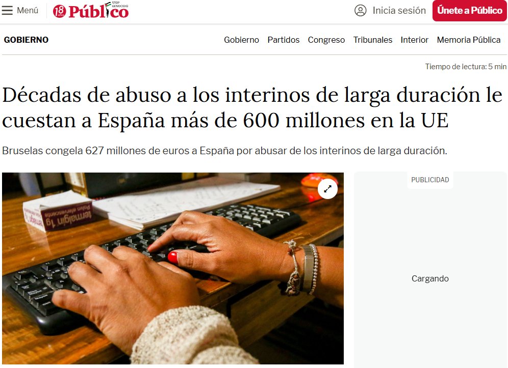 2 sentencias del TJUE, 664 millones en multas, procedimiento sancionador contra el Gobierno, y parece que des de <a href="/CCOO/">COMISIONES OBRERAS</a> <a href="/UGT_Comunica/">UGT</a> siguen marcando el paso dentro de <a href="/sumar/">Sumar</a> contra 800.000 interinos.
Porque?
Intereses económicos de sus negocios de formación.
LO SABE TODO EL MUNDO