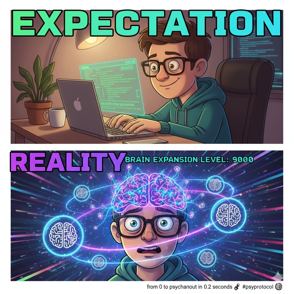 alaminimran0033's tweet image. From 0 to Psychonaut in 0.2 seconds!
Expectation vs Reality of joining @PsyProtocol Testnet:

#PsyProtocol #Testnet #CryptoMeme #Psychonaut