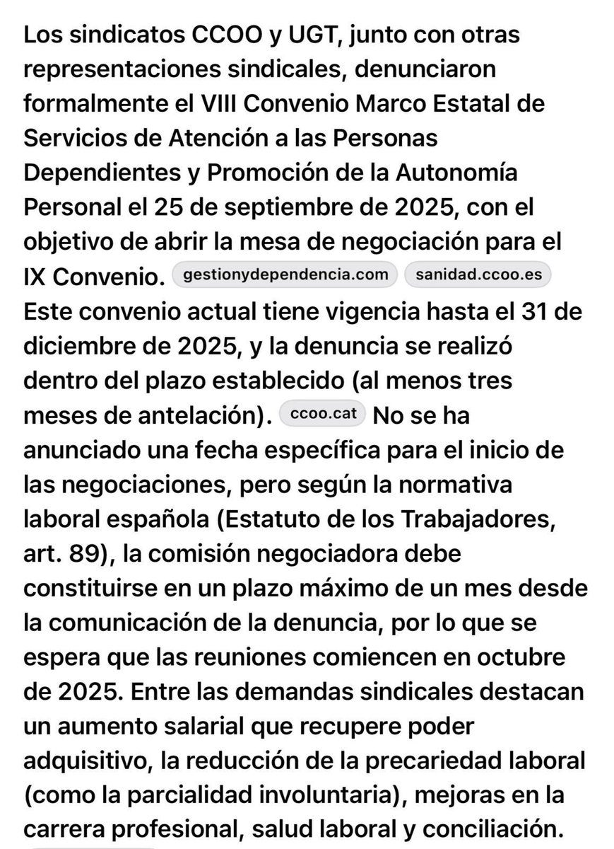Van a empezar las negociaciones de nuestro convenio 
<a href="/MaraLuisaSanz3/">GEROCULTOR@S DE ESPAÑA</a> 
<a href="/TreballResiCat/">Trabajadores/as residencias CAT</a> 
<a href="/Guerrera_Marga/">Marga! Este es mi espacio.. Y el otro tambien.</a> 
<a href="/Montser71235334/">Montserrat</a> 
<a href="/BenditoCuidador/">Bendito Cuidador</a> 
<a href="/Porredignas/">Atención digna para todos)</a> 
<a href="/SindicatoSad/">Sindicato S.A.D. de Cuidadoras Profesionales</a> 
<a href="/cuidadors/">Cuidadores Familiars</a> 
<a href="/cuidadosuy/">Sistema de Cuidados</a> 
<a href="/TipsCuidadores/">Hablemos de Alzheimer y Demencia</a> 
<a href="/EscritorJCamara/">José Cámara 🔴🔻💜✍️ @EscritorJCamara.bsky.social</a> 
<a href="/ccoocatalunya/">CCOO de Catalunya</a>
<a href="/CCOOGeriatria/">CCOO Geriatria | 933 100 000 | consulta.ccoo.cat</a> 
<a href="/ugtcatalunya/">UGT de Catalunya</a>
