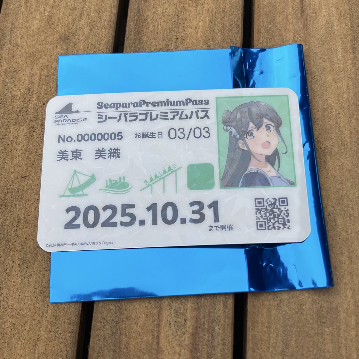 青ブタ×八景島シーパラダイス プレミアムパス風カード 桜島麻衣 入場