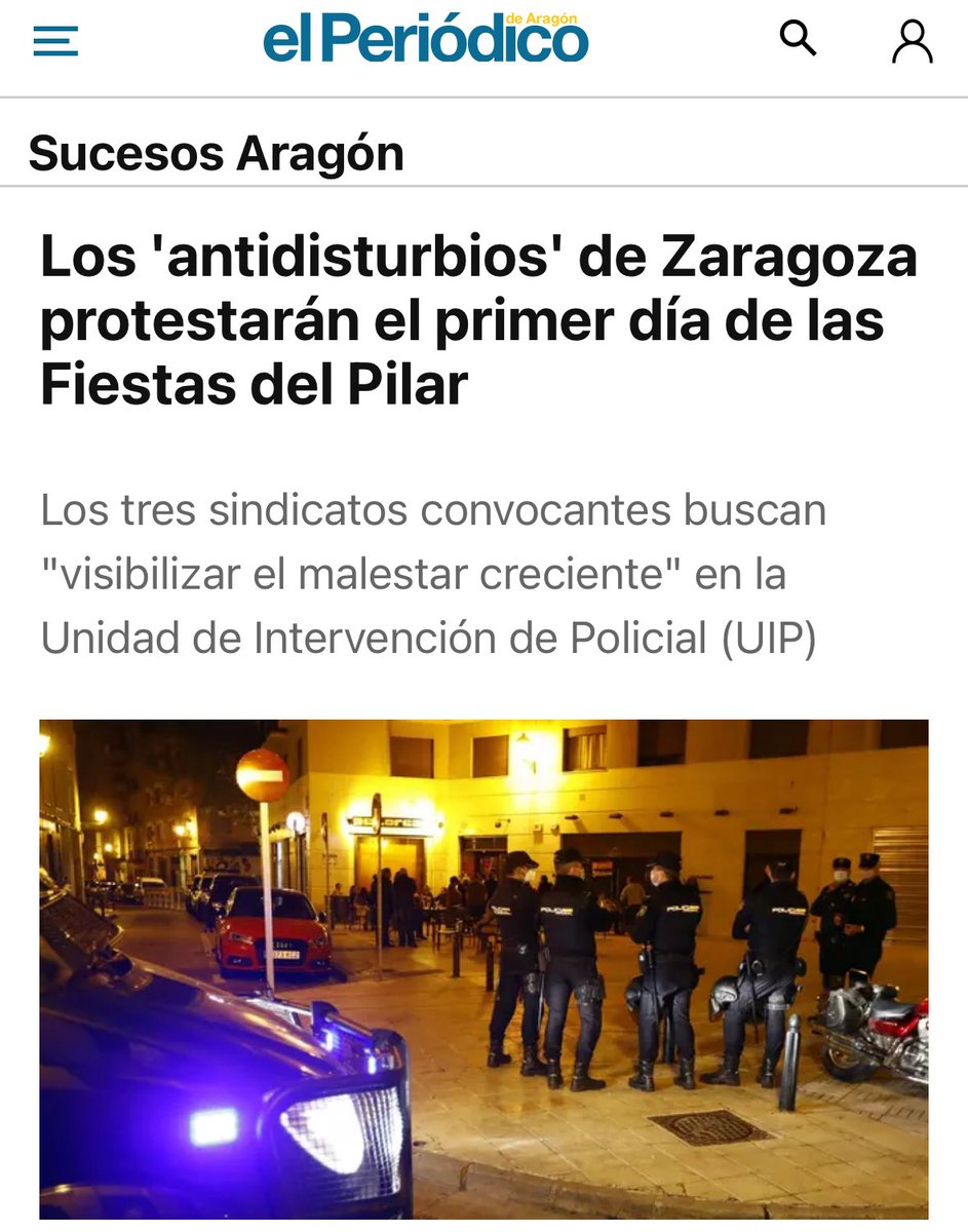 JupolNacional's tweet image. Los 'antidisturbios' de Zaragoza protestarán el primer día de las Fiestas del Pilar, @periodicoaragon

📢Mañana sábado estaremos en #Zaragoza a las 14:00h en la Av/ Valencia 50, base de la XI Unidad.

💪COMPAÑERO de la #UIP, asiste, difunde. Movilízate y lucha por tus derechos.