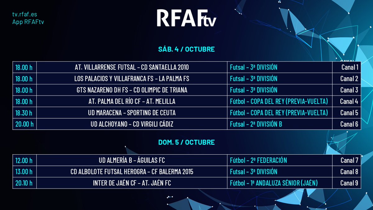 🥳𝑺𝒂𝒏 𝑽𝒊𝒆𝒓𝒏𝒆𝒔 𝒄𝒐𝒏 𝑴𝒆𝒏𝒖́ 𝒅𝒆 𝑳𝒐𝒄𝒖𝒓𝒂 𝒅𝒆 𝑭𝒊𝒏𝒅𝒆

9⃣ 𝘚𝑢́𝘱𝑒𝘳 𝘗𝑎𝘳𝑡𝘪𝑑𝘰𝑠 𝑚𝘰𝑙𝘰𝑛𝘦𝑠 con regalo de 𝘊𝑜𝘱𝑎 𝑑𝘦𝑙 𝑅𝘦𝑦

🆂á🅱🅰🅳🅾 
⚔️ #VillarrenseFutsal 🆚 <a href="/CDSantaella2010/">C.D. Santaella 2010</a> 
⚔️ #LosPalaciosVillafrancaFS 🆚 <a href="/LaPalmaFS/">La Palma FS</a> 
⚔️ <a href="/NazarenoDHFS/">Grupo Torneo Nazareno Dos Hermanas FS</a> 🆚