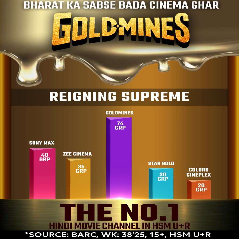 #Goldmines
Reigning Supreme 
The No.1 Hindi Movie Channel In HSM Urban + Rural