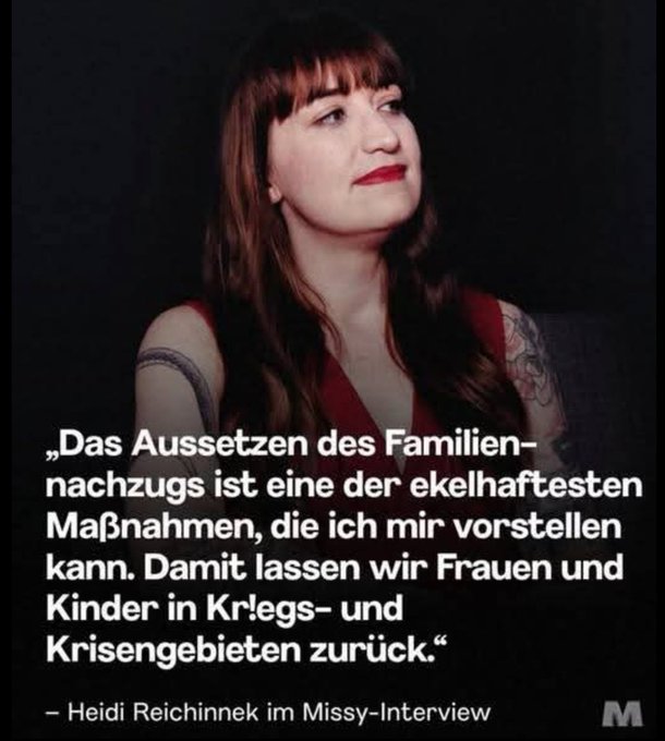 Im Klartext: Wir reden Frauen und Kindern, die von ihren Männern in Kriegsgebieten zurück gelassen wurden, damit diese 'Männer' nach Deutschland fliehen konnten?

Richtig Frau #Reichinnek ?