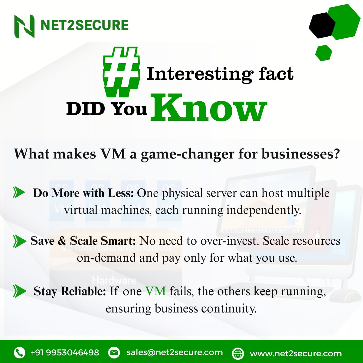 VMs aren’t just tech, they’re a business game-changer.
Level up today with Net2Secure

To know more about virtual machine: net2secure.com/virtual-machine
.
.
.
#VirtualMachineHosting #VMHosting #CloudSolutions #ITInfrastructure #BusinessGrowth #Virtualization #Net2Secure