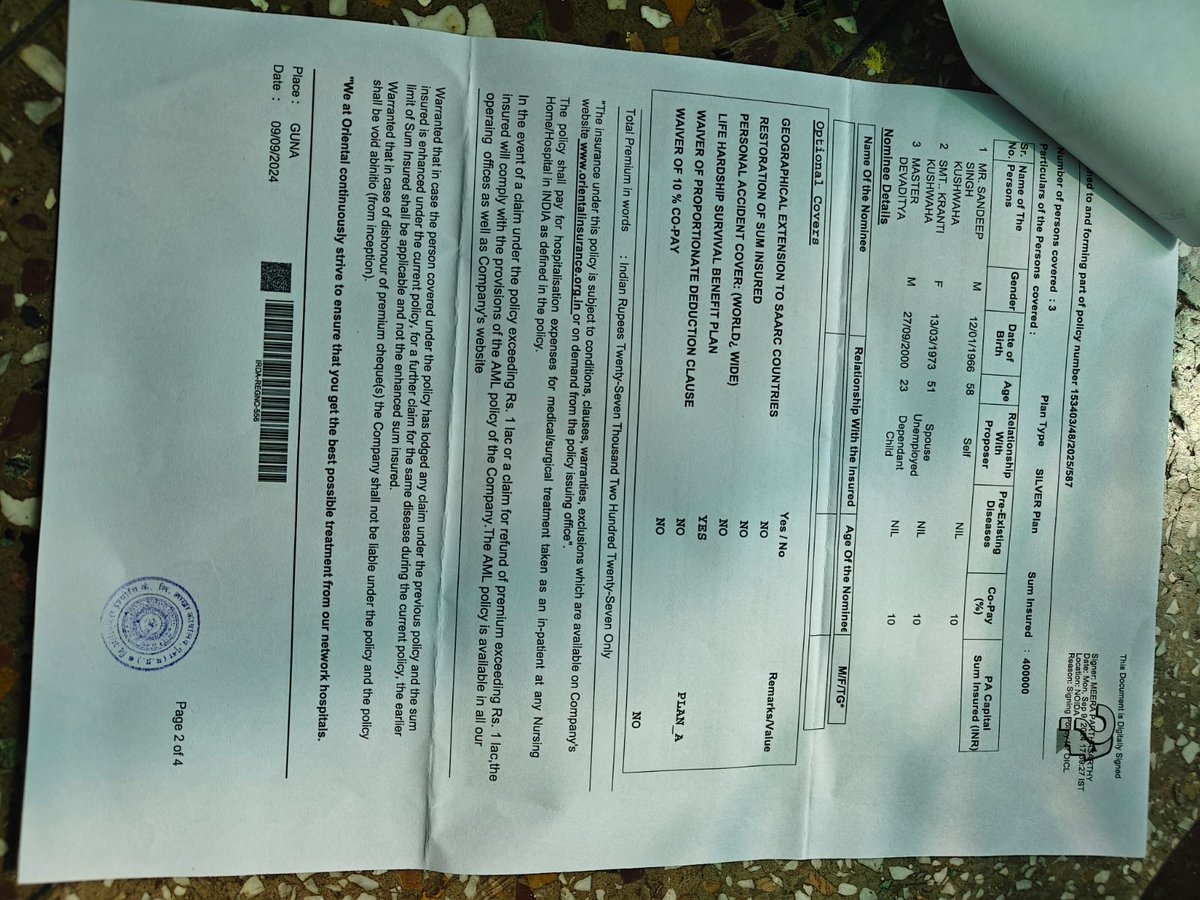 I aplied for port my health insurance from Oriental Ins to Star Health on 11/09/2025 &amp; also paid the premium Bt till today no policy bnd has bn issued, nor any valid rpse from oficls negligence is risking my health cvr. resolve ASAP <a href="/StarHealthIns/">Star Health And Allied Insurance</a> <a href="/MoHFW_INDIA/">Ministry of Health</a>  <a href="/LabourMinistry/">Ministry of Labour & Employment, GoI</a>