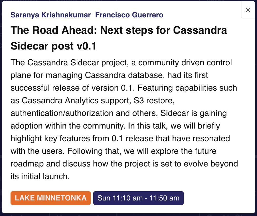 cassandra's tweet image. bsky.app/profile/cassan… 
Saranya Krishnakumar and Francisco Guerrero presenting
The Road Ahead: Next steps for Cassandra Sidecar post v0.1