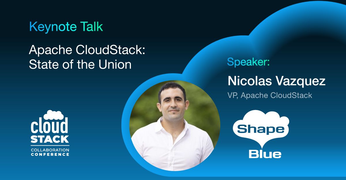 CloudStack's tweet image. Another #CloudStackCollab keynote is here! @nvazquezuyz, VP of Apache CloudStack, will deliver State of the Union, sharing insights on the current state and future of the Apache CloudStack community.

Register now! apachecloudstack.short.gy/phcKug
