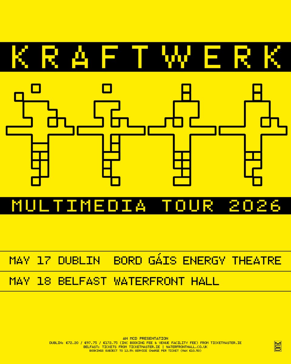 JUST ANNOUNCED 📣 After a hugely successful world tour and a standout Coachella performance, Kraftwerk legend Ralf Hütter announces a new UK &amp; Ireland tour for 2026 - their first since 2017. The 15-date run includes Dublin’s Bord Gáis Energy Theatre on 17 May and Belfast’s