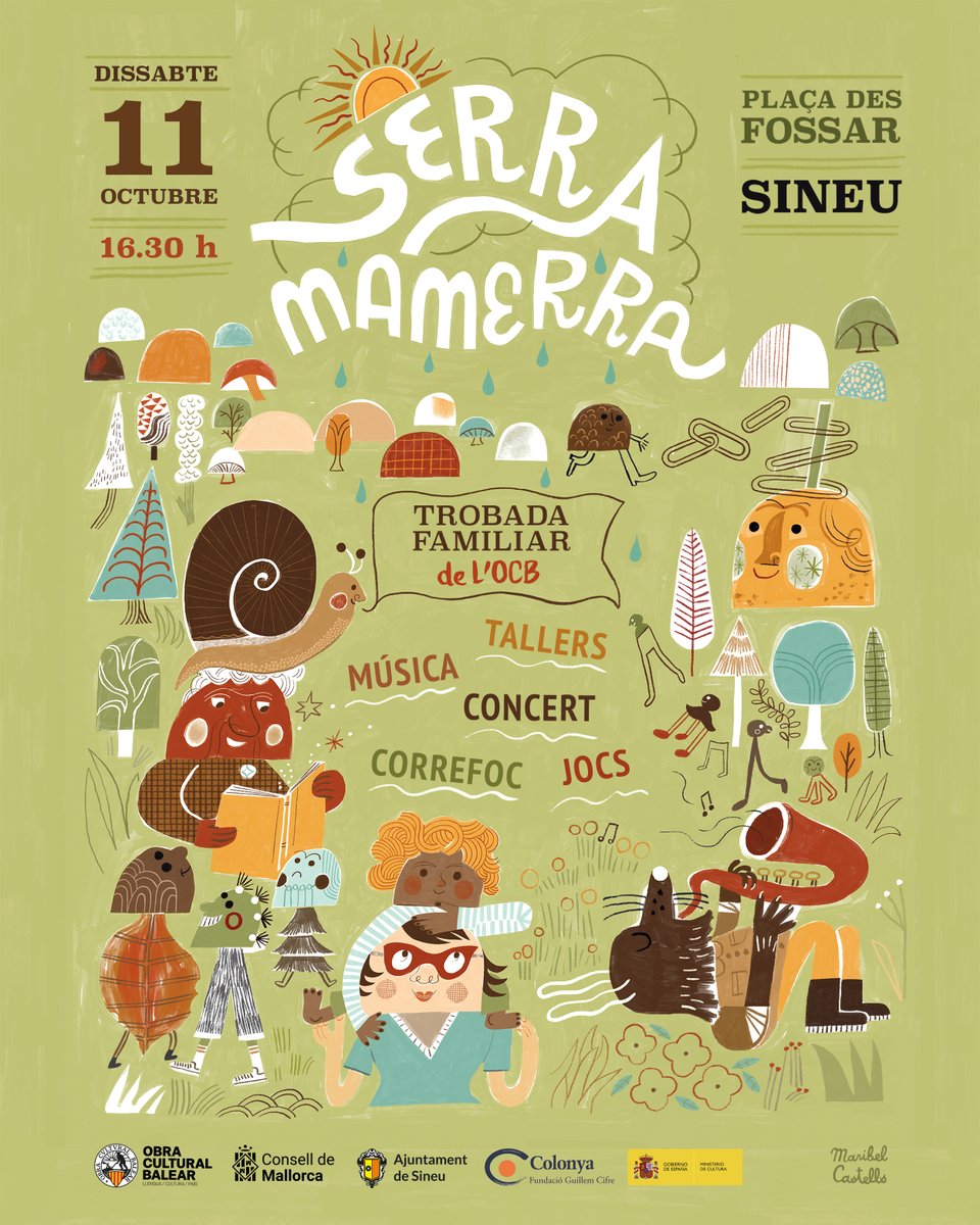 ocbcat's tweet photo. ✨ Només falta 1 setmana per tornar a viure la màgia de Serra Mamerra a Sineu!

🎉 Una trobada familiar plena d’activitats en català: tallers, circ, música, paradetes, bon ambient… i molt més! Vine amb la família i els amics a gaudir d'un capvespre amb espais per a tothom, tallers creatius, concert de Pitxorines i correfoc infantil per acabar el dia! 🔥

No faltarà res! També hi haurà zona de paradetes, menjar i beguda durant tota la jornada. 🍴

💛 Serà fantàstic. T’hi apuntes? 😉

📅 Dissabte, 11 d'octubre
📍 Plaça des fossar (Sineu)
⏰ A partir de les 16.30 h