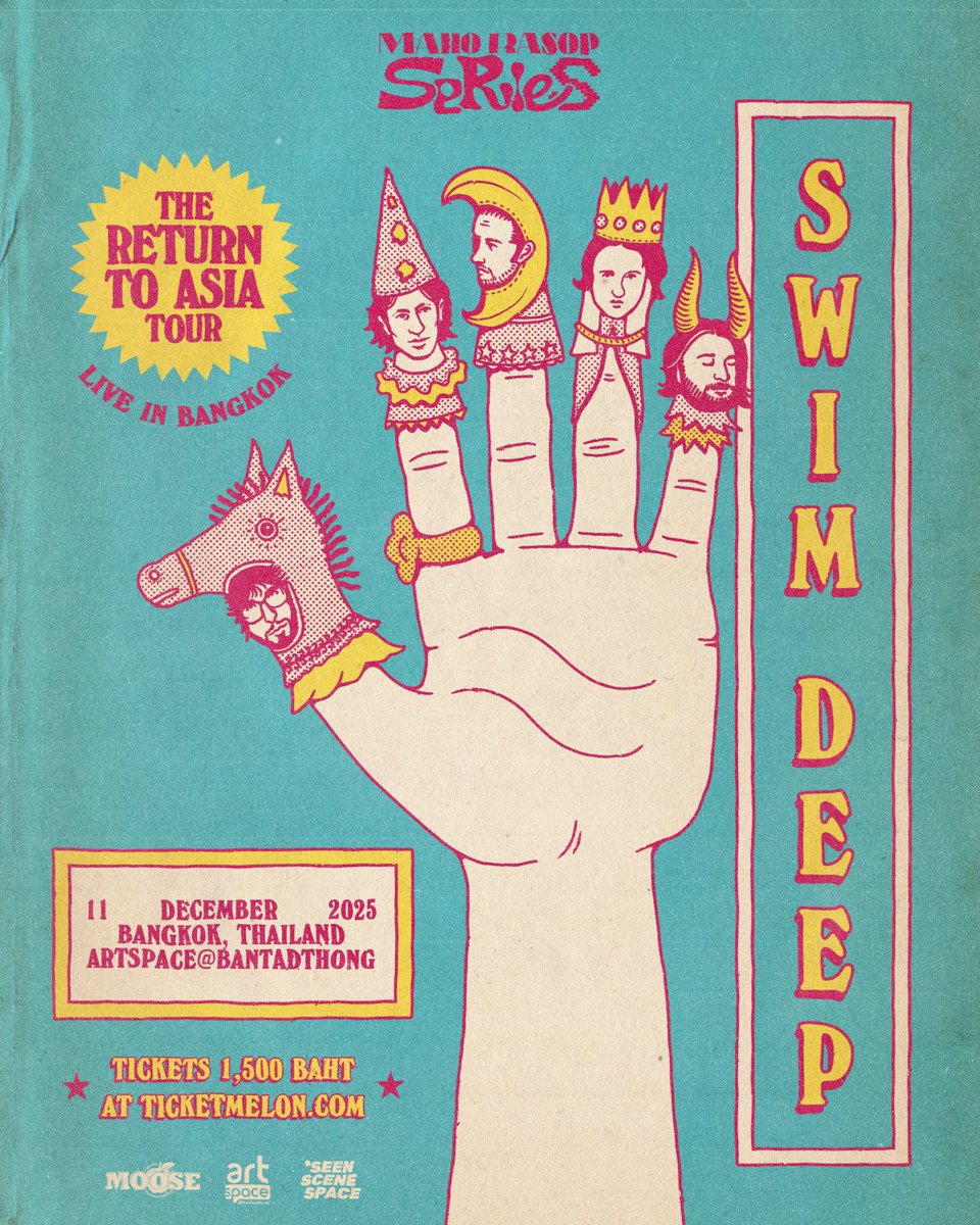 Maho Rasop Series by Seen Scene Space
Swim Deep Live in Bangkok 2025

Date: 11 December 2025
Venue: At.Bantadthong Artspace 

Discover the new sounds in their latest album, "There's A Big Star Outside," from our beloved indie rock band featured in the Maho Rasop Series: SWIM DEEP