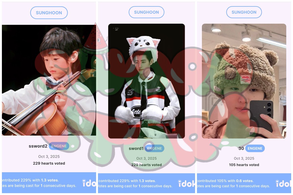 Congratulations for RT Deal and this is our proof vote :

563🩷 for #SUNGHOON 

Thank you for your participation‼️ 🫶

❣️ Open Reservation IDOKI
💰100k Heart = only $100 / IDR 1,500,000 +5% bonus (BEST Price)

#swordproof