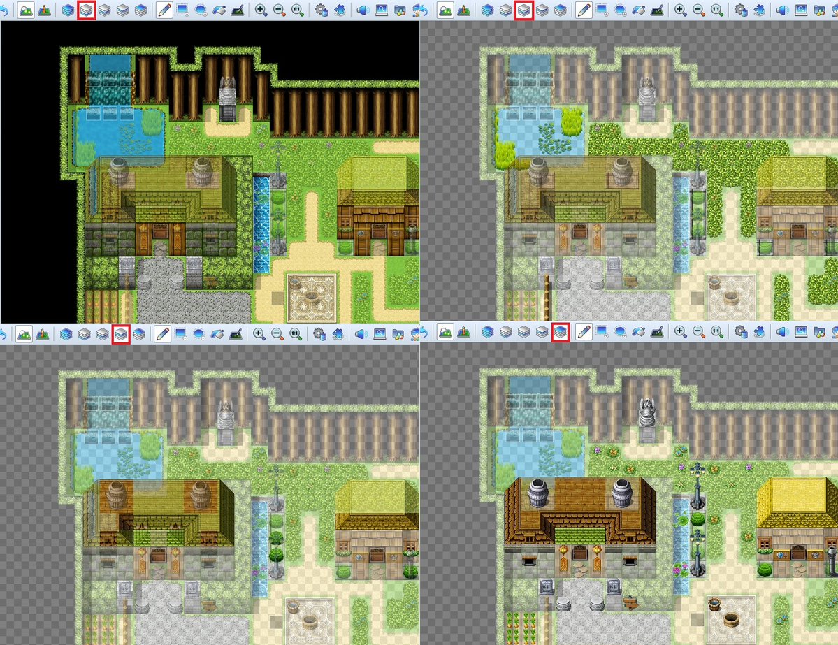 RPGMakerSeries's tweet image. RPG Maker MZ features a layer system that can be switched with a single click from the toolbar.
This function allows you to intuitively place objects and adjust backgrounds, enabling more flexible and creative map creation.
#RPGMakerMZ