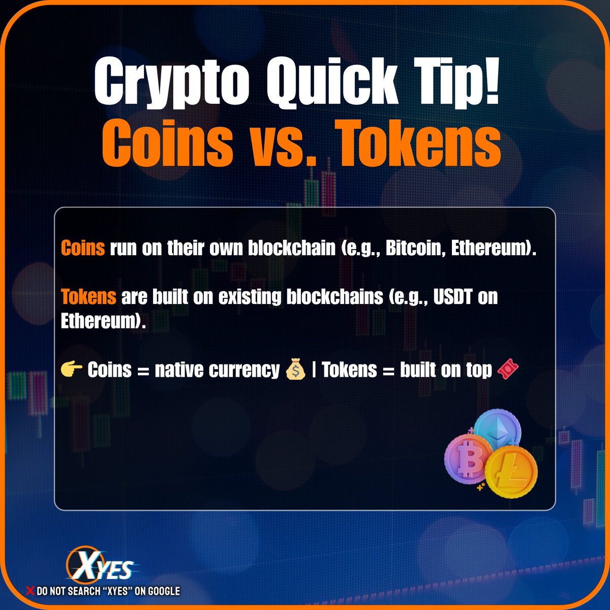 Xyes_com's tweet photo. Crypto Quick Tip 💡
Do you know the difference between coins and tokens?
#Crypto #CoinvsToken https://t.co/qN39LJ156L
