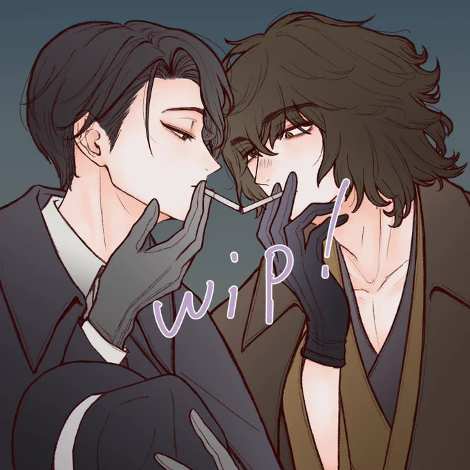 タバコ吸う自キャラで描いてみたかったやつ描いてる。