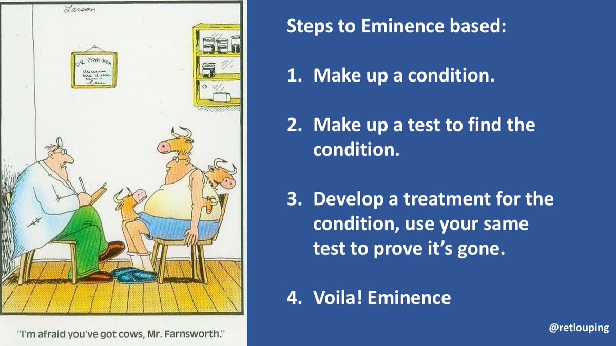 Invent a problem, invent a test, invent a treatment, fix your test, voila! The state of health care across apps.

“Your wangle dangle is out &amp; twisted. A few sessions of my TM wangle dangle therapy and your pain will be gone.”

Patient in future
“ I have wangle dangle syndrome”