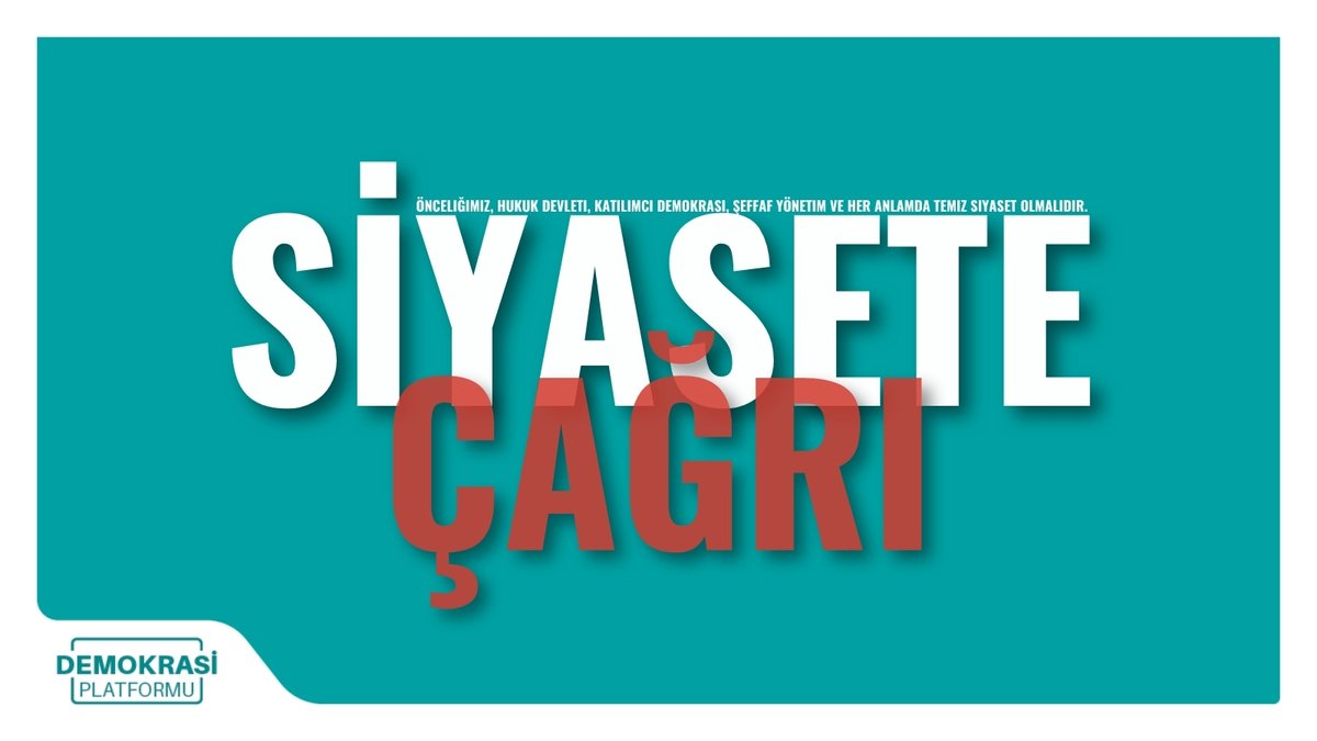 📢 SİYASETE ÇAĞRI                                                
— Sorunlarımızı çözmesi beklenen siyaset kurumu, çoğulcu demokrasinin temel ilkelerinde uzlaşması olmayan, ülke sorunlarından çok kendi gelecek kaygılarına gömülmüş, fikri tutarlılıktan uzak, bireysel veya grupsal