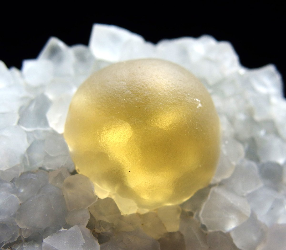 kuma_460's tweet image. 十五夜も近いのでまん丸満月のようなフローライト🌕内部が光っているように見えるのは下地の水晶が光を反射しているため✨