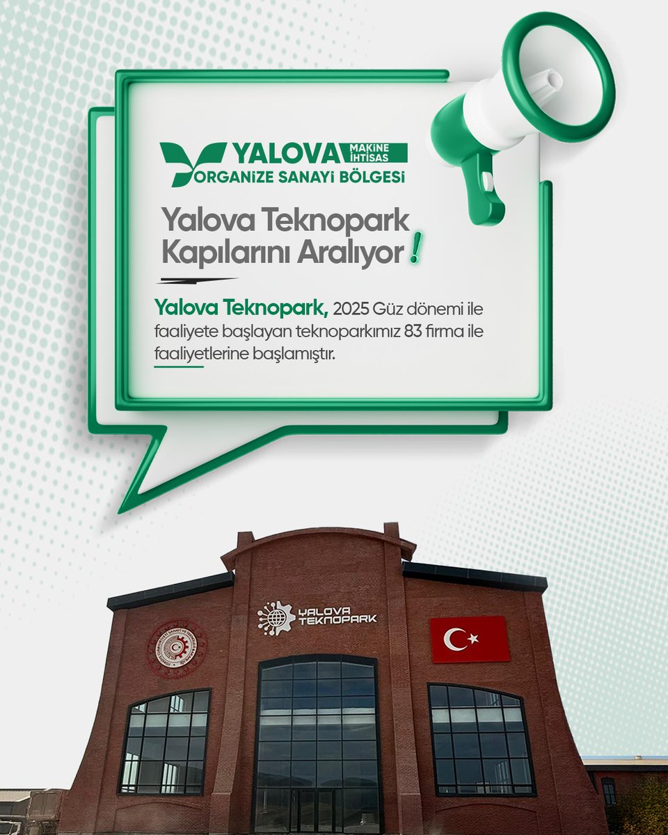 Yalova Teknopark Kapılarını Açtı!
Yalova Makine İhtisas OSB bünyesinde hayata geçirilen Yalova Teknopark, 2025 Güz dönemi itibarıyla 83 firma ile faaliyetlerine başladı.
Yenilikçi fikirlerin gerçeğe dönüştüğü bu merkez, bölge sanayisine yüksek katma değer sağlamayı hedefliyor.