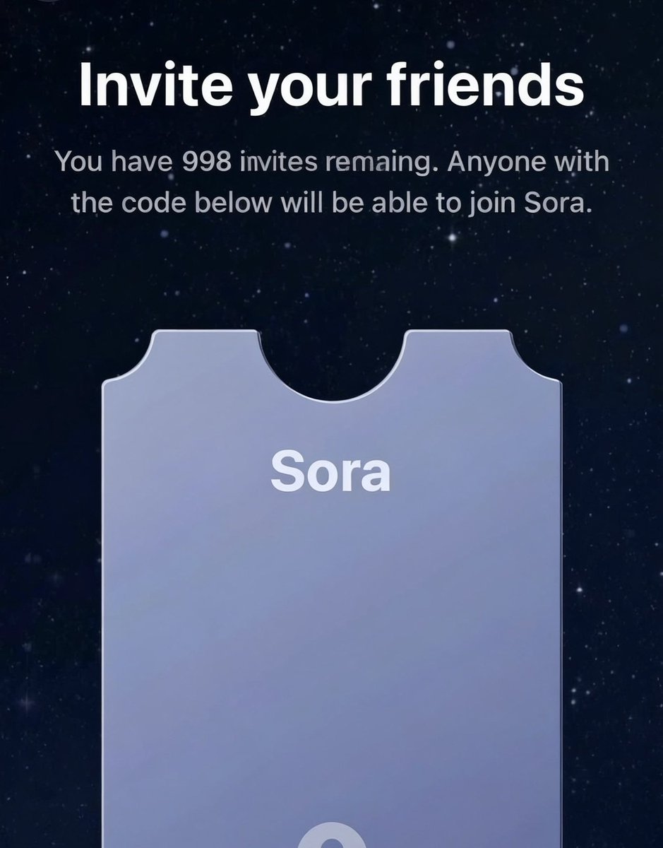 DebayanBag's tweet image. Still have 998 invites left. First 998 members who follows, likes, repost and comment “Sora” to get a free Sora 2 invite code in DM’S🫡

Make sure your DM is open.