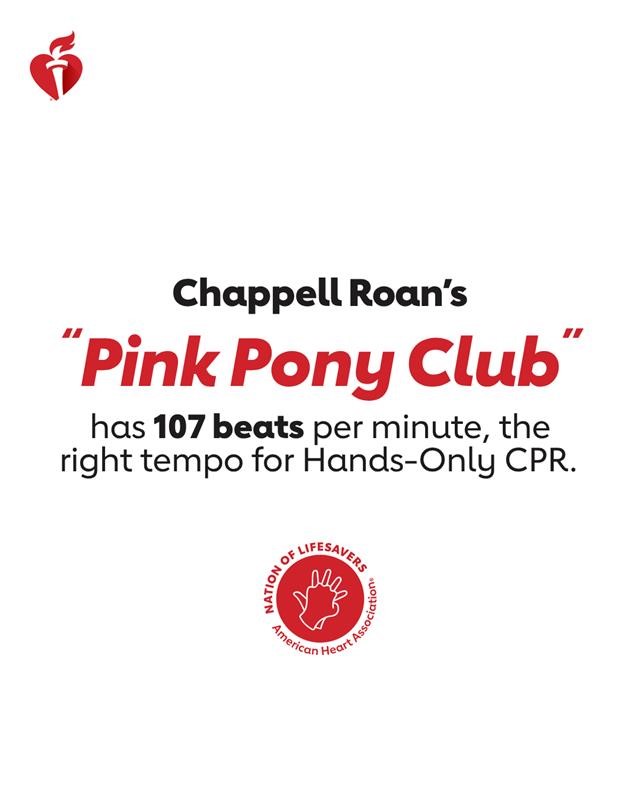 Make your mama proud and learn the two easy steps of Hands-Only CPR. 

If you see a teen or adult collapse, call 911 and push hard and fast in the center of the chest to the beat of this @chappellroan bop. 

#PinkPonyClub #NationofLifesavers #KansasCity #KC