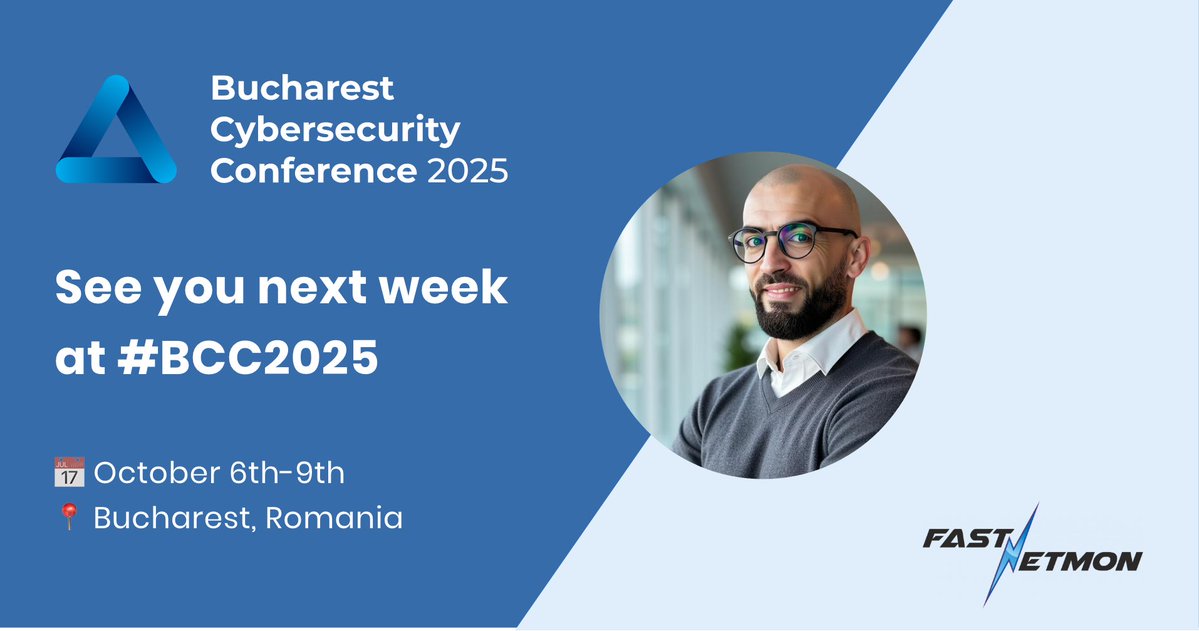 FastNetMon's tweet image. Next week, FastNetMon will be at Bucharest Cybersecurity Conference 2025! If you’re coming, drop us a message - we'd love to meet up.
#BCC2025 #Cybersecurity #NetworkSecurity #DDoS