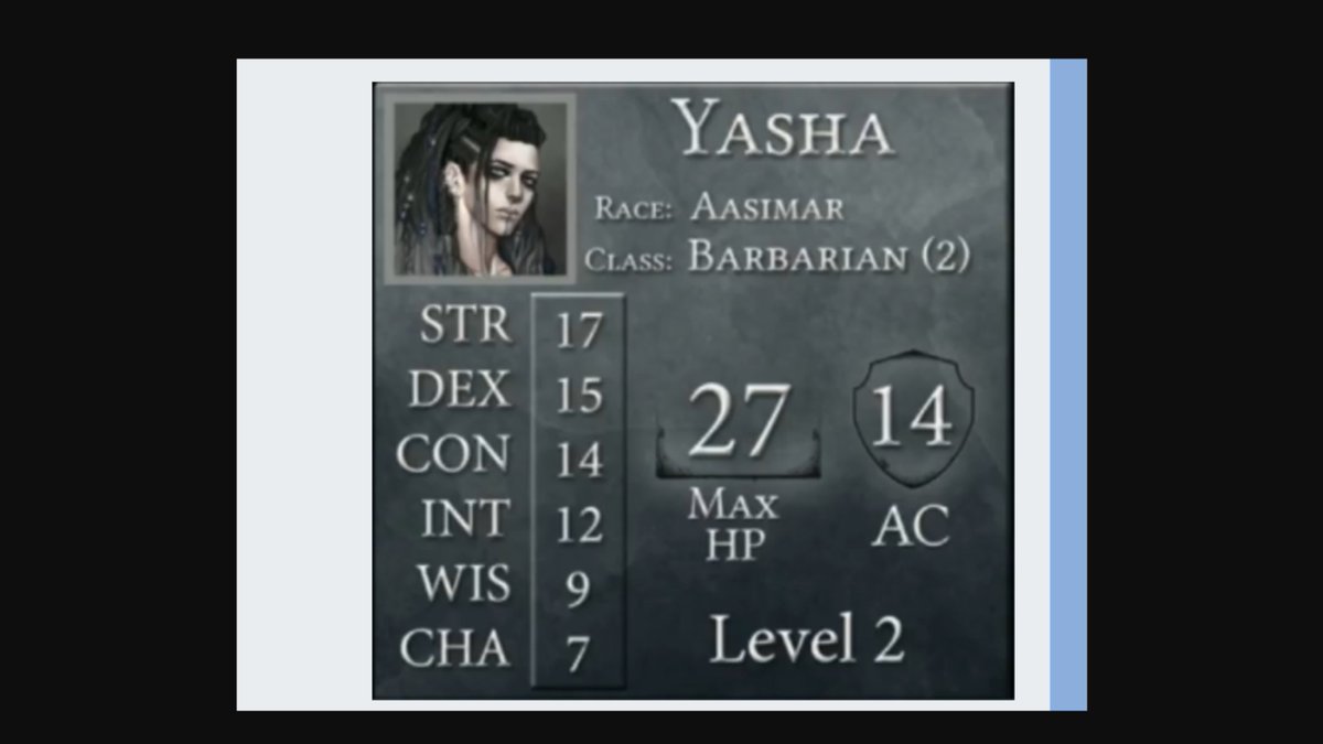 Wally_Wests's tweet photo. #CriticalRoleSpoilers honestly, its what she deserves!

yes, bad stats arent a bad thing and you can still tell stories from them. but ash has had some rougher starts each time, i think she's more than proven herself and deserves a character just really solid from the go https://t.co/akaJKvBioU
