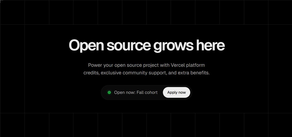 DeveloperYashN's tweet image. Vercel's open source program is live #vercel #OpenSource