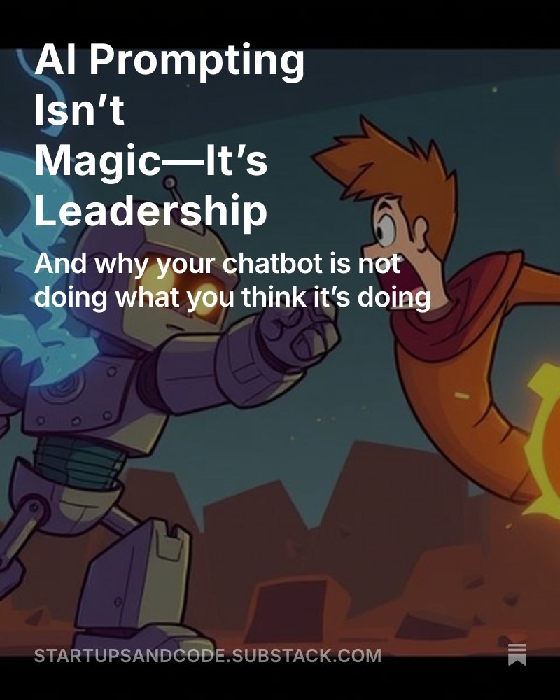 StartupsAndCode's tweet image. I've been reading so much recently about AI and hallucinations... and how you can code in minutes... AI Prompting is about leadership, not the speed of the result. I wrote a quick post about how to actually prompt and chatbots are NOT agents, stop pretending you are an AI expert…