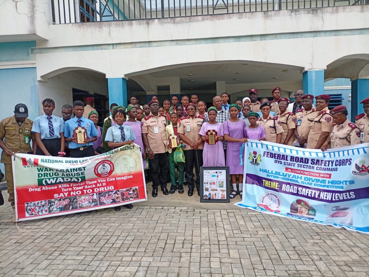 In celebration of Nigeria’s 65th Independence Anniversary, the Federal Road Safety Corps (FRSC) Oyo State Sector Command, in partnership with Hallelujah Divine Height Organization, hosted an exciting Inter-School Quiz Competition for secondary school students on October 1, 2025.