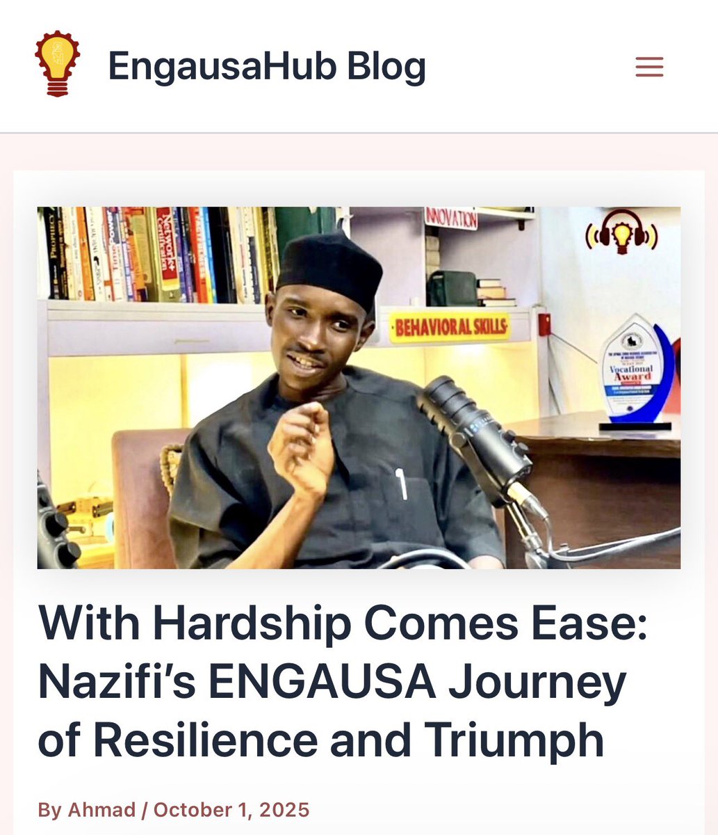 MustaphaRingims's tweet photo. With Hardship Comes Ease: Nazifi’s ENGAUSA Journey of Resilience and Triumph 👍

Every great story has a season of struggle — moments when giving up feels easier than holding on. For Nazifi Shehu Dalhatu, that season came during his time at ENGAUSA Hub... https://t.co/AQzaDsJg7U