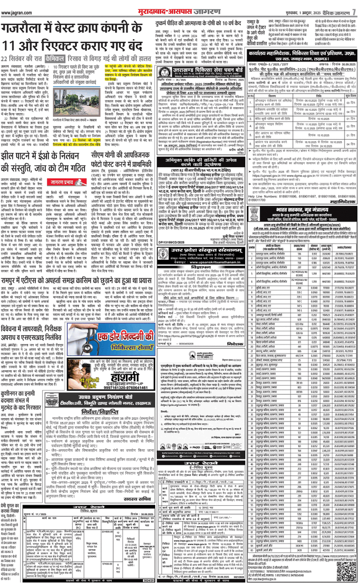 दिनांक 04.10.2025 को आयोजित होने वाली 10/2025वीं ई-नीलामी के विज्ञापन के लिए विभिन्न समाचार पत्रों में प्रकाशित किये गए ई-नीलामी नोटिस|
