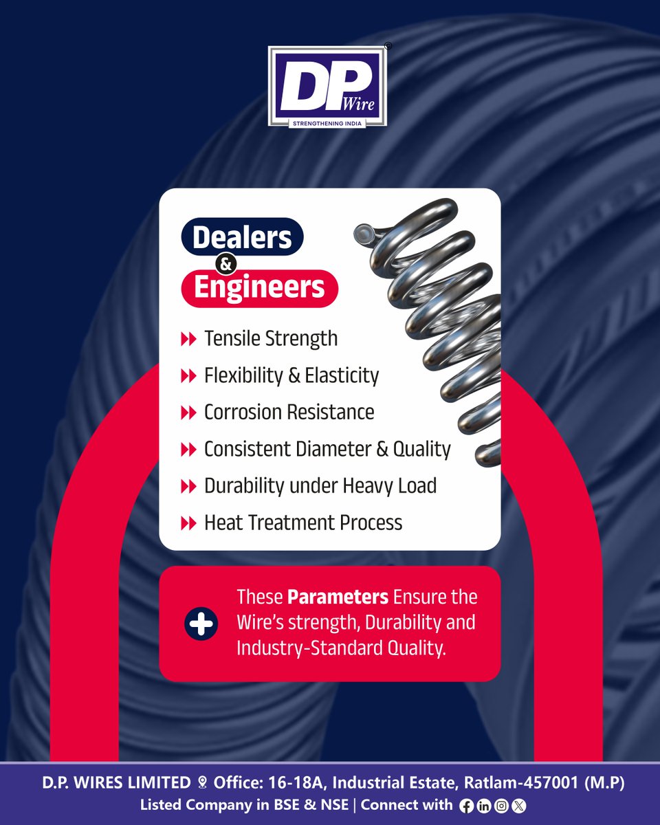 DPwiresltd's tweet image. Built for strength, trusted for performance – steel spring wires that power every move.
.
Website: dpwires.co.in
.
#dpwires #lrpcstrands #strenght #Engineering #indianconstruction