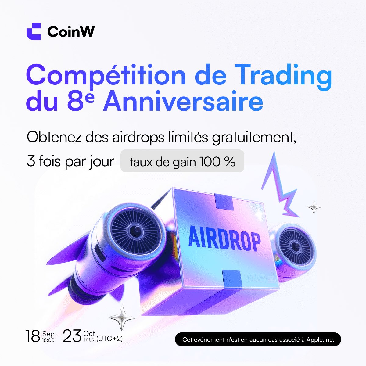 Coinw_Afrique's tweet photo. Rassemble ton équipe !
Formez votre squad et participez au Marathon de Trading du 8e Anniversaire de CoinW pour tenter de décrocher une part des 1 400 000 $ du Prize Pool Équipe.

👉 https://t.co/UoBqNaCXqt https://t.co/xrPVGV7Isy